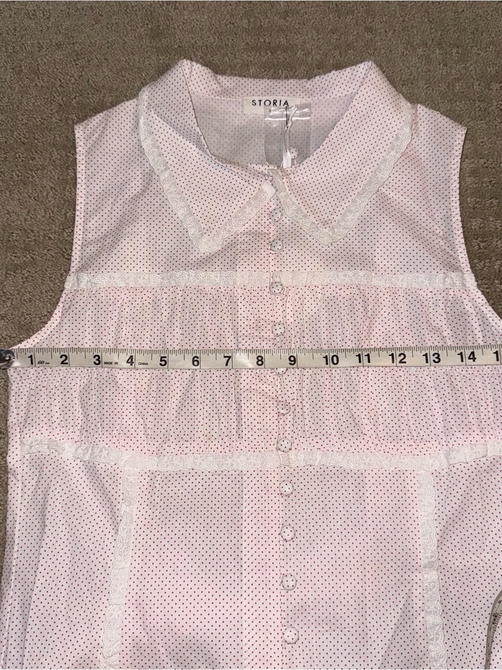 NWT Boutique Storia White & Red Polka Dot Blouse Top Size Small - Picture 9 of 15
